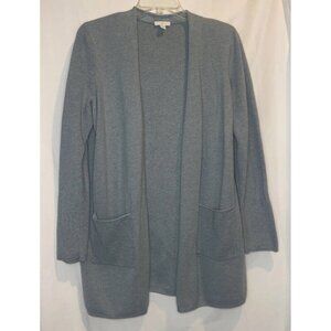 J Jill Women’s Green Open Front Long Sleeve Cardigan Sweater Sz Petite M Pockets